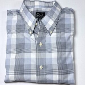 Jos A Bank Traveler's Collection Mens XL Plaid Button Down Shirt 100% Cotton
